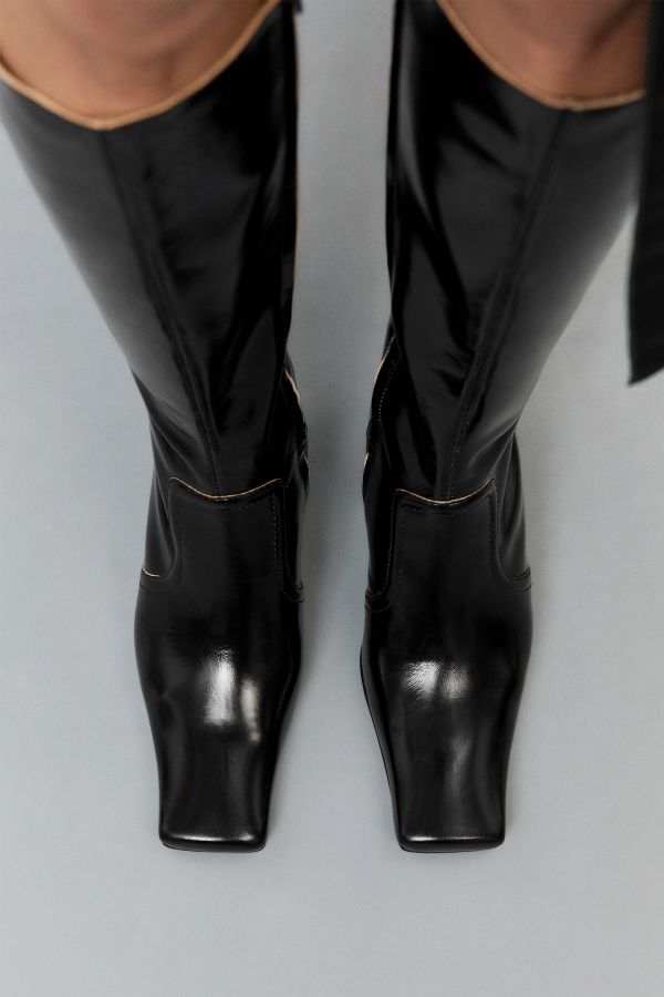 Miista Vikki Boots Tall Black Shiny Leather