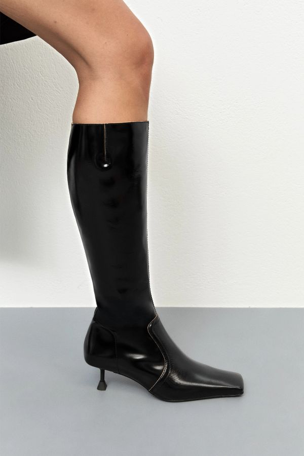 Miista Vikki Boots Tall Black Shiny Leather