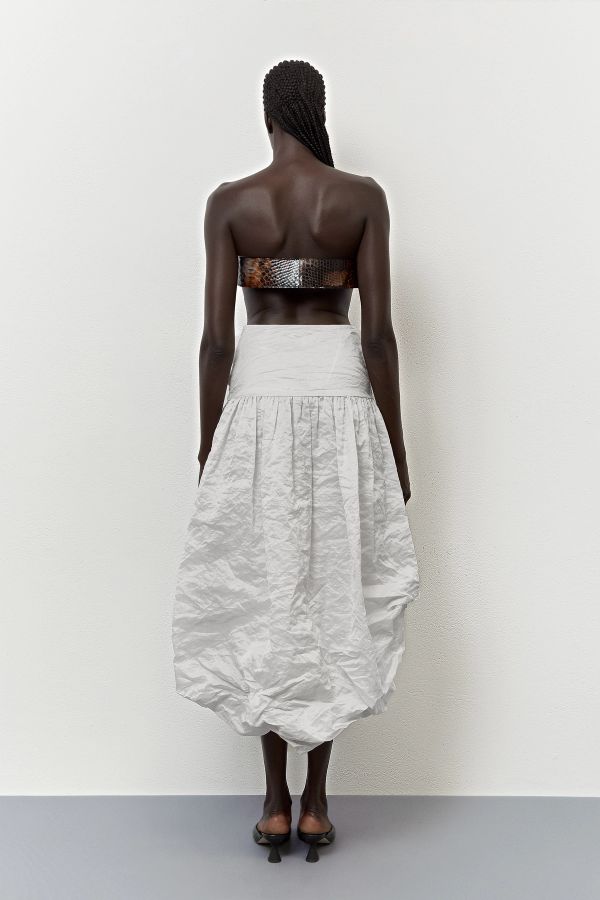 Miista Yulia Skirt Metallic White Silk Cotton