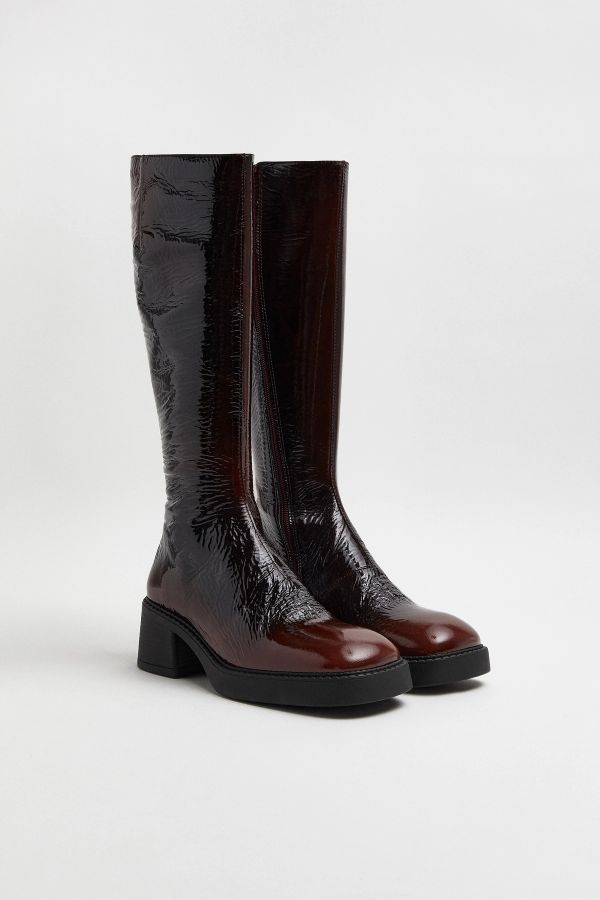 Miista Yumi Boots Tall Burgundy Patent Leather