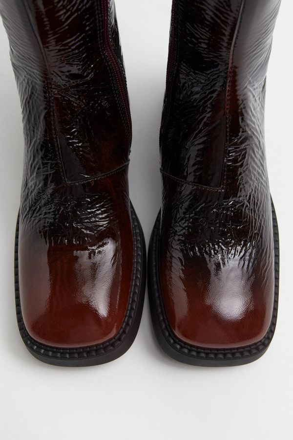 Miista Yumi Boots Tall Burgundy Patent Leather