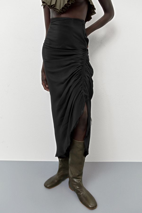 Miista Ze Skirt Black Ruched Silk