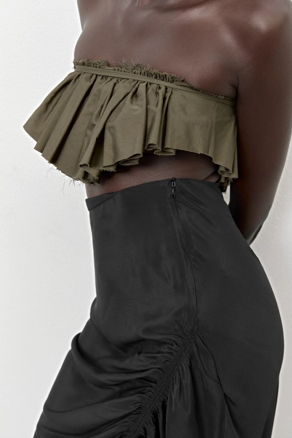 Miista Ze Skirt Black Ruched Silk