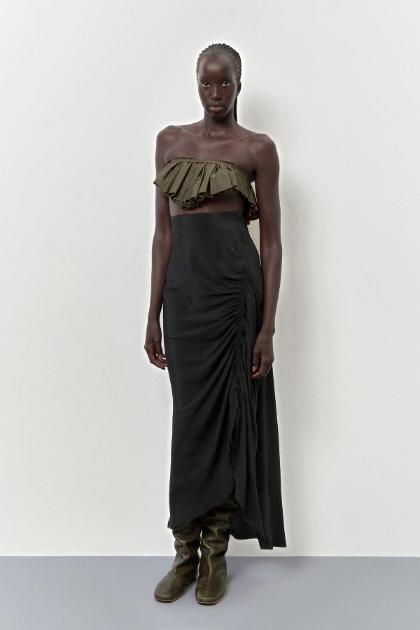 miista Ze Skirt Black Ruched Silk