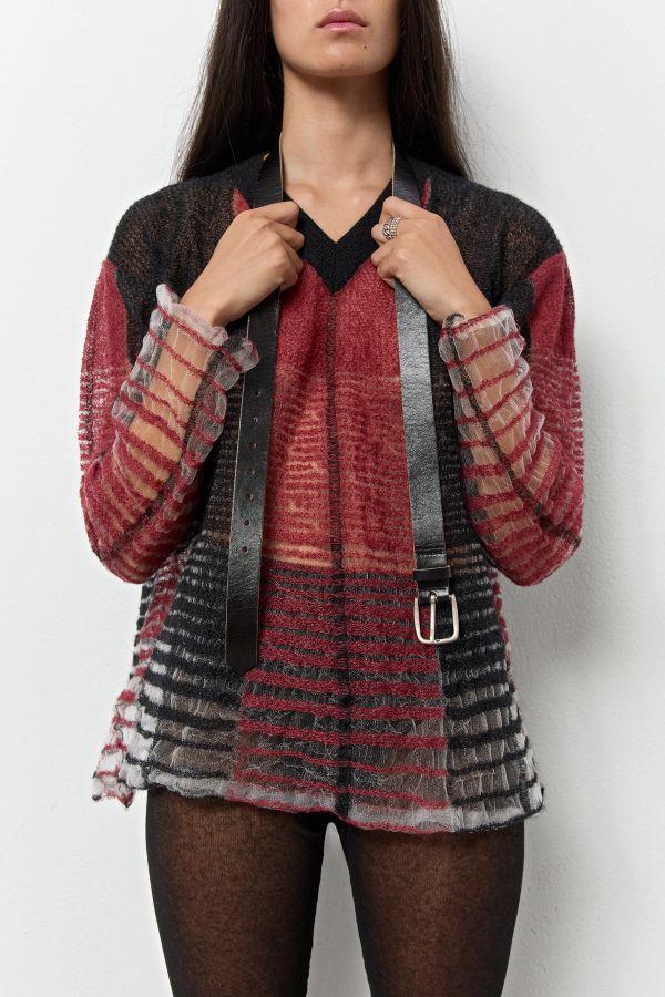 Miista Zenai Jumper Red Stripes Mohair Knit