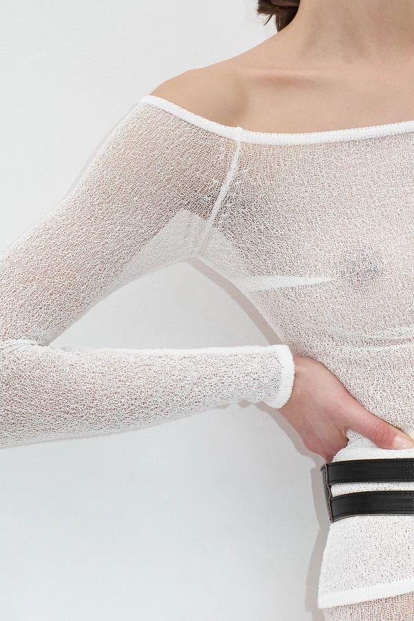 Miista Zoe Top White Viscose Knit