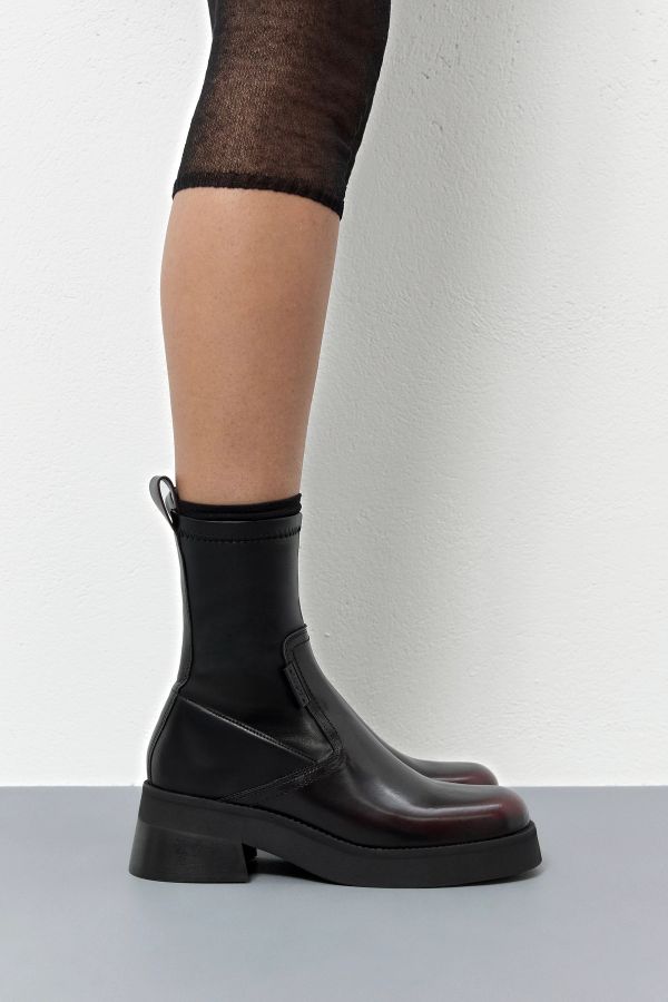 Miista Oliana Boots Burgundy Brushed Stretch Leather