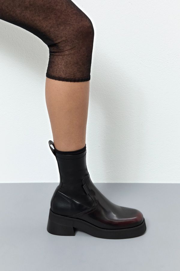 Miista Oliana Boots Burgundy Brushed Stretch Leather