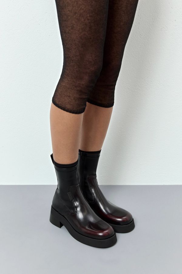 miista Oliana Boots Burgundy Brushed Stretch Leather