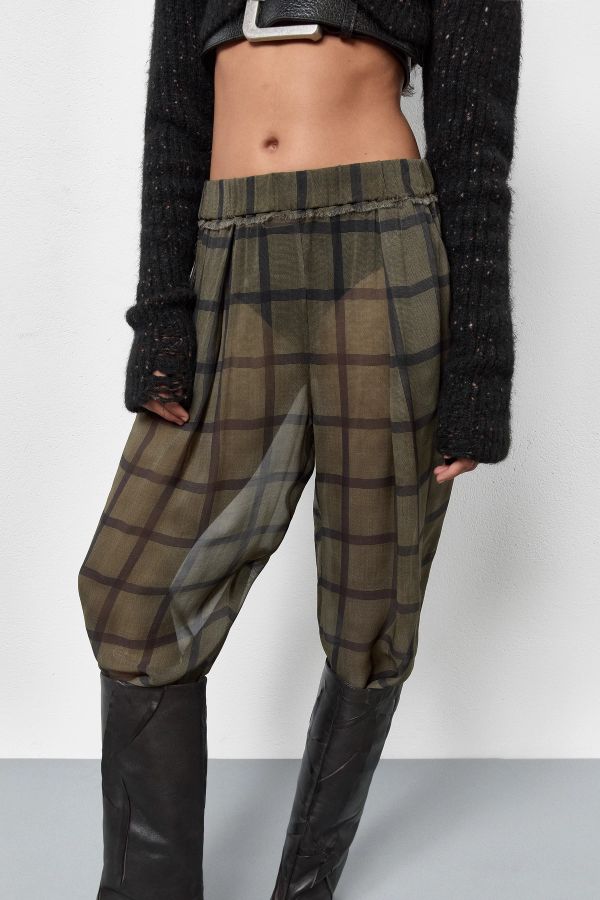 Miista Tessan Georgette Trousers Khaki Check Georgette