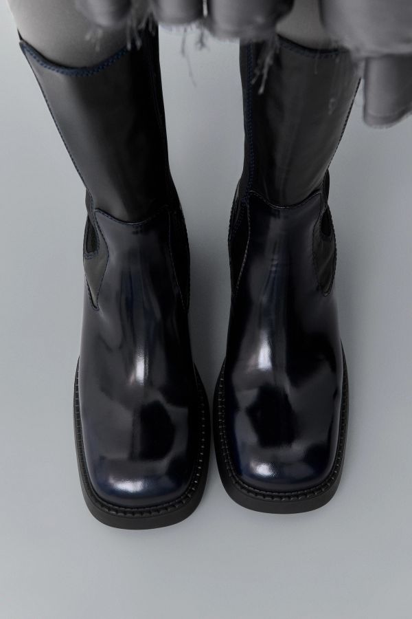 Miista Ursula Boots Black Navy Bicolour Brush Off Leather