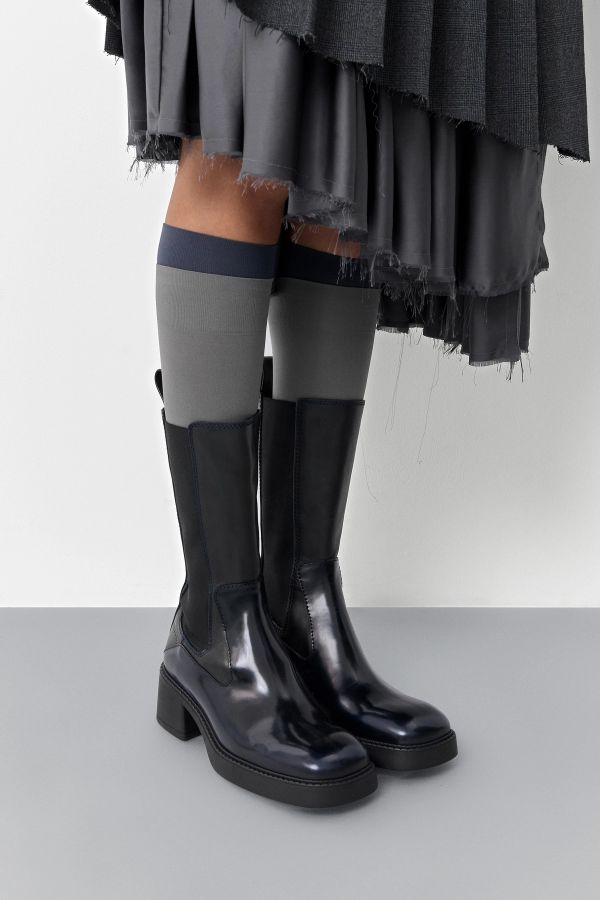 miista Ursula Boots Black Navy Bicolour Brush Off Leather