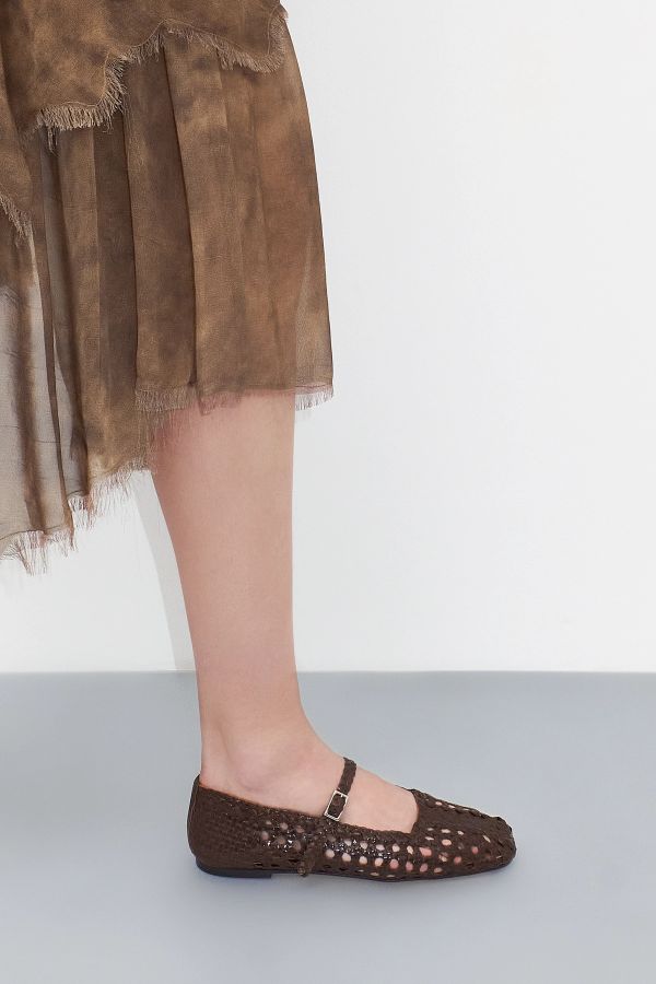 Miista Yeida Ballerinas Chocolate Brown Woven Nappa