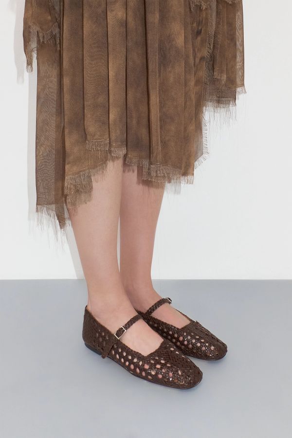 miista Yeida Ballerinas Chocolate Brown Woven Nappa