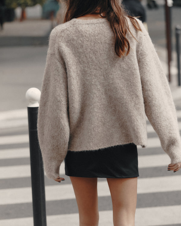 Mikuta The Beige Fluffy Alpaca Knit Sweater
