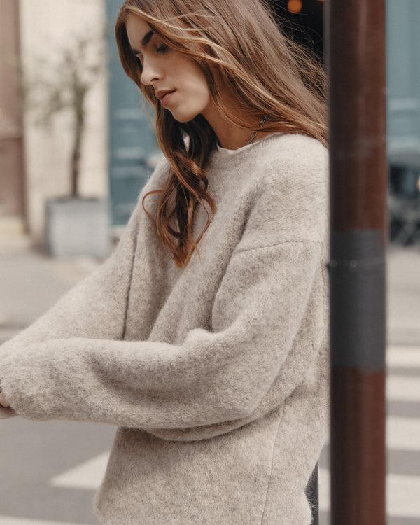 mikuta The Beige Fluffy Alpaca Knit Sweater