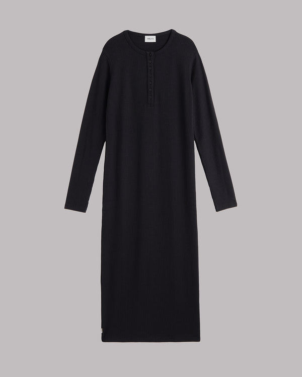 Mikuta The Black Buttoned Ribbed Dress
