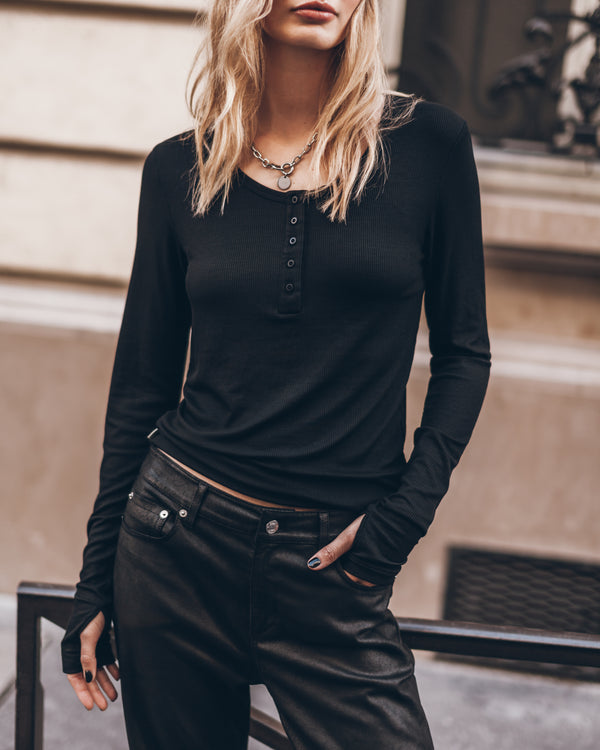 Mikuta The Black Buttoned Ribbed Longsleeve