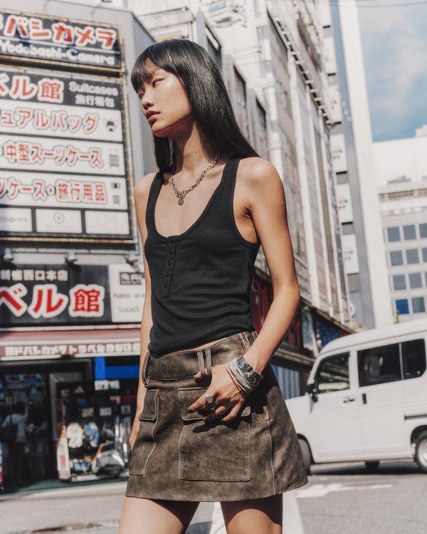 Mikuta The Black Buttoned Tank Top