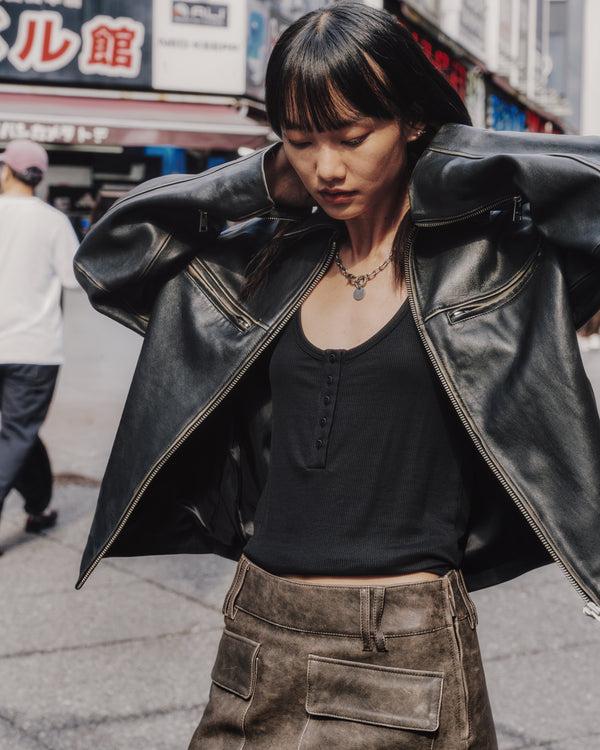 Mikuta The Black Buttoned Tank Top