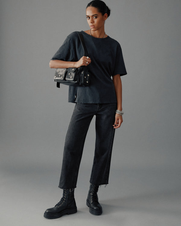 mikuta The Black Cropped Straight Jeans