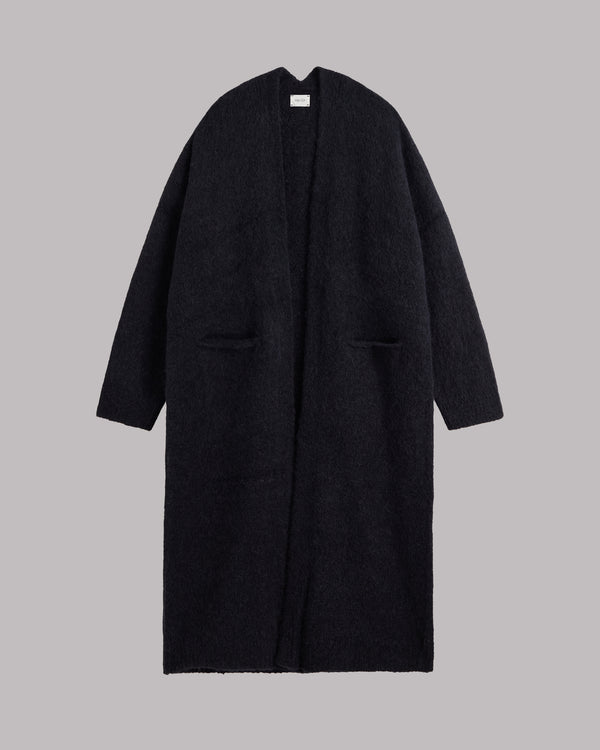 Mikuta The Black Fluffy Alpaca Long Cardigan