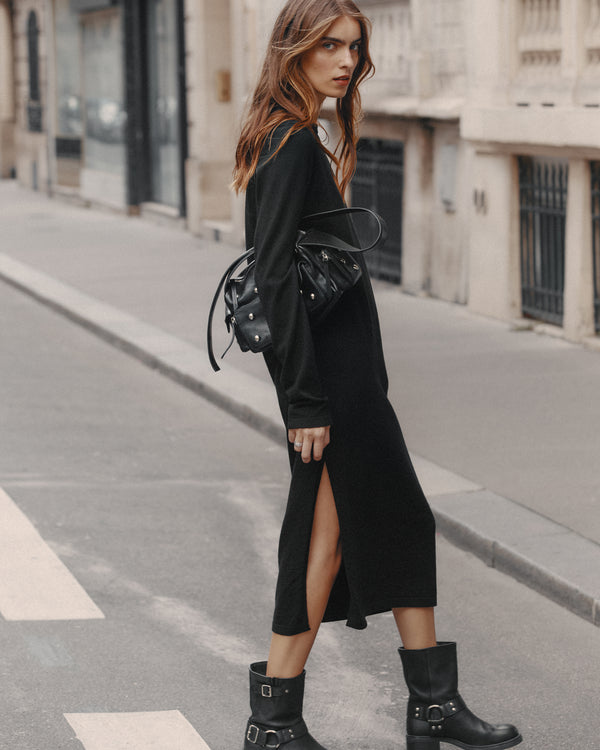 mikuta The Black Knit Longsleeve Dress
