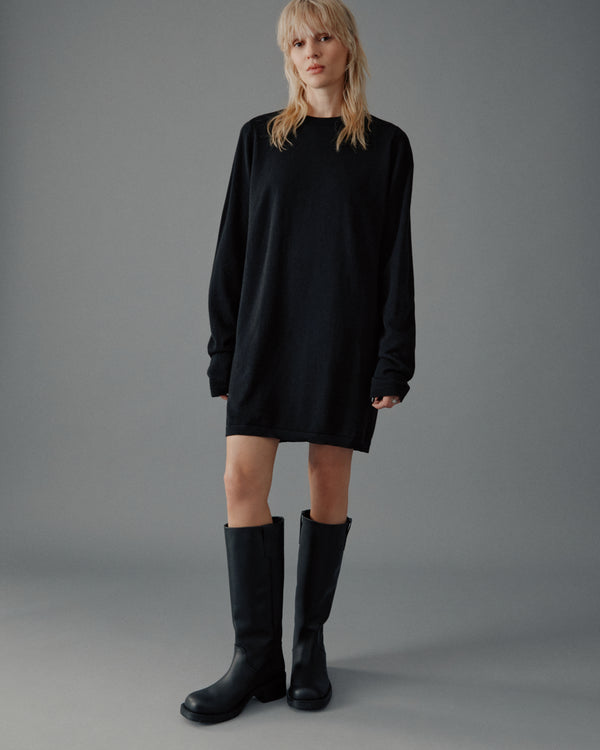 Mikuta The Black Knit Short Longsleeve Dress