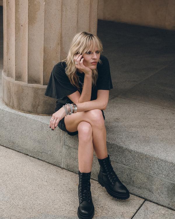 Mikuta The Black Laced Leather Boots