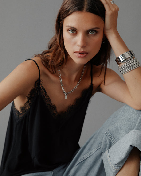 Mikuta The Black Laced Slip Top