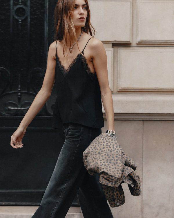 mikuta The Black Laced Slip Top