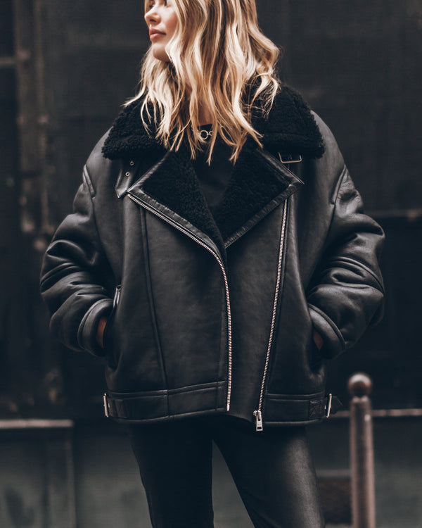 Mikuta The Black Leather Shearling Jacket