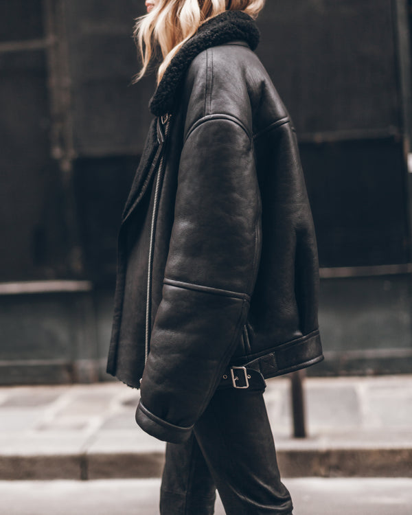 Mikuta The Black Leather Shearling Jacket
