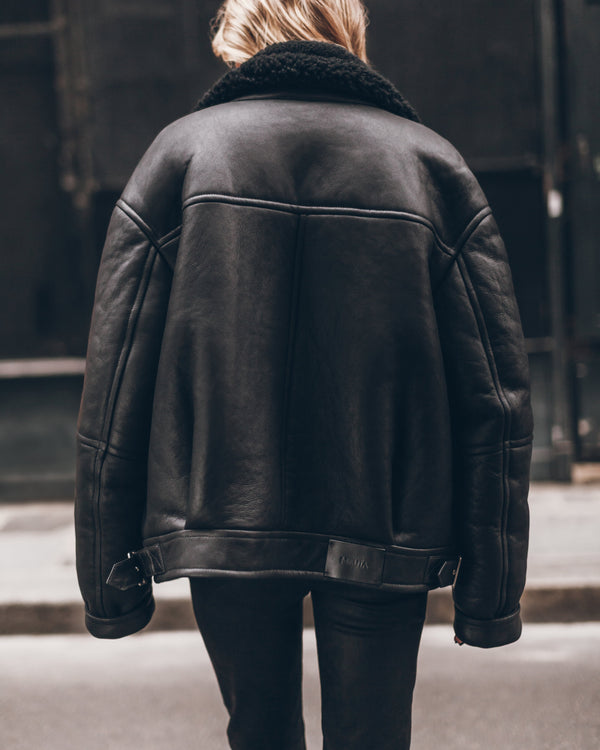 Mikuta The Black Leather Shearling Jacket