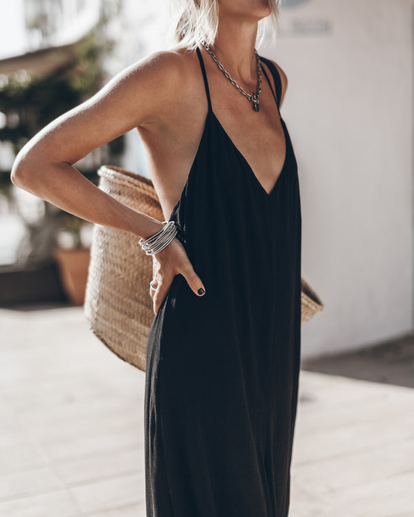 Mikuta The Black Long Crinkle Jumpsuit