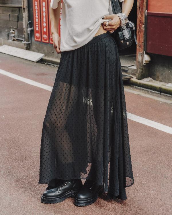 mikuta The Black Long Ruffle Skirt