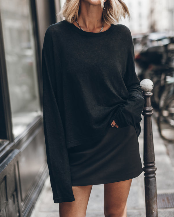 Mikuta The Black Loose Linen Longsleeve