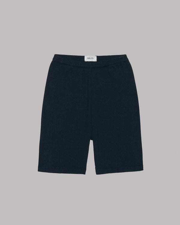 Mikuta The Black Ribbed Biker Shorts