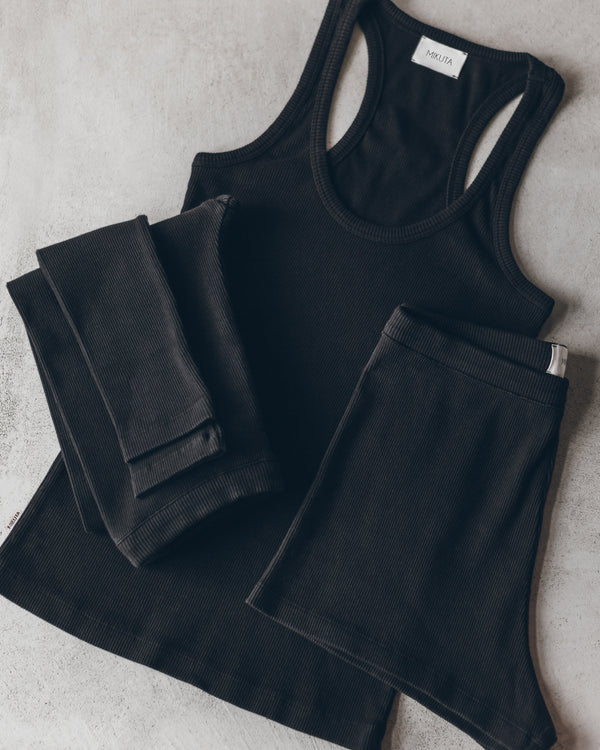 Mikuta The Black Ribbed Shorts