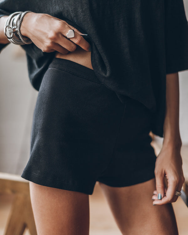 mikuta The Black Ribbed Shorts
