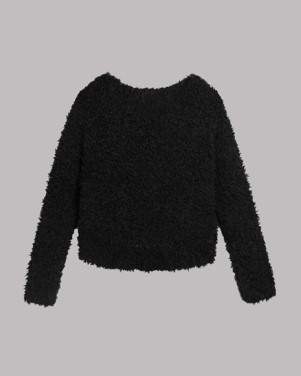 Mikuta The Black Sherpa Cropped Knitted Sweater
