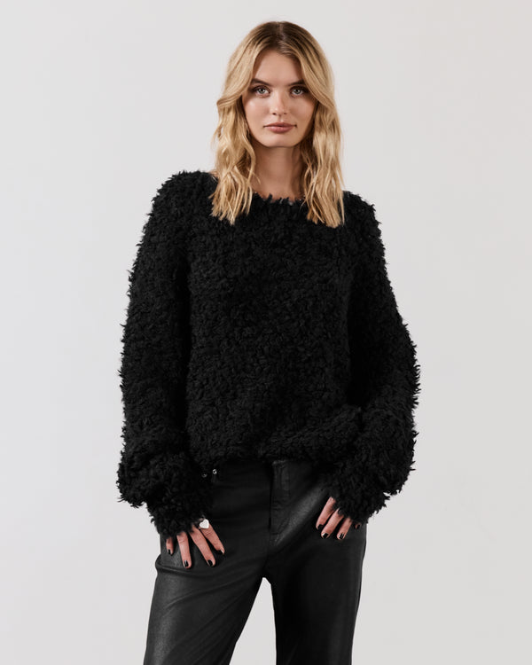 Mikuta The Black Sherpa Cropped Knitted Sweater