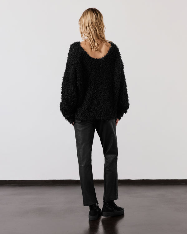 Mikuta The Black Sherpa Cropped Knitted Sweater