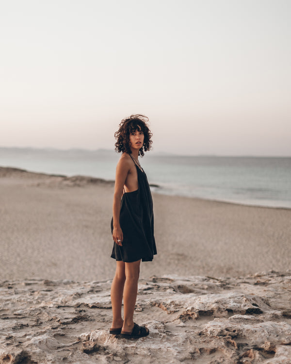 Mikuta The Black Short Beach Dress