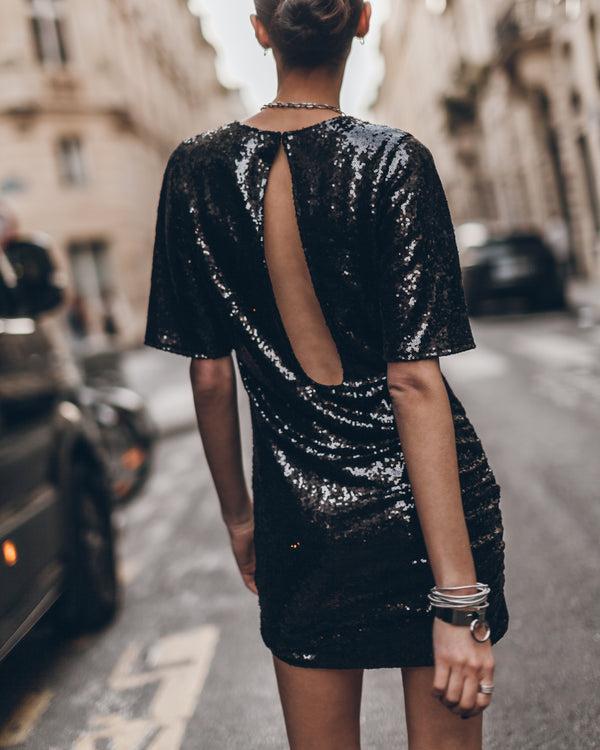 mikuta The Black Short Sequin Dress
