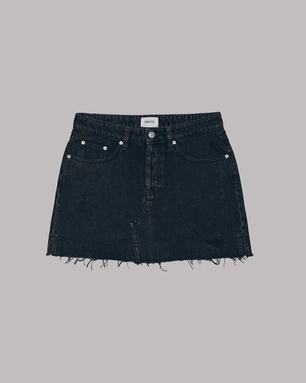 Mikuta The Black Slit Denim Skirt