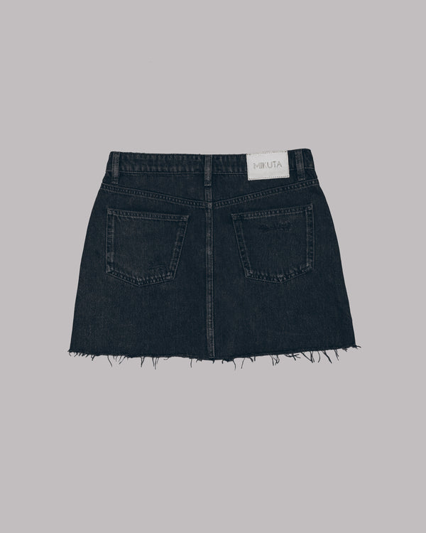 Mikuta The Black Slit Denim Skirt