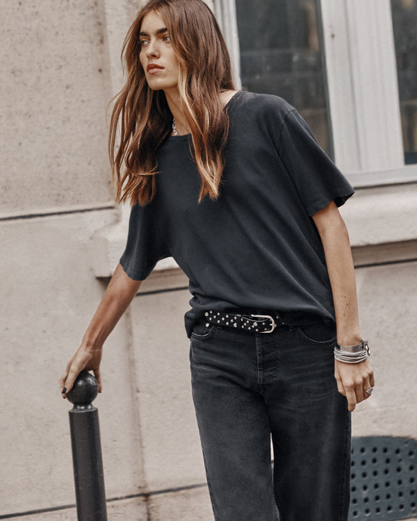 Mikuta The Black Straight Slit Jeans