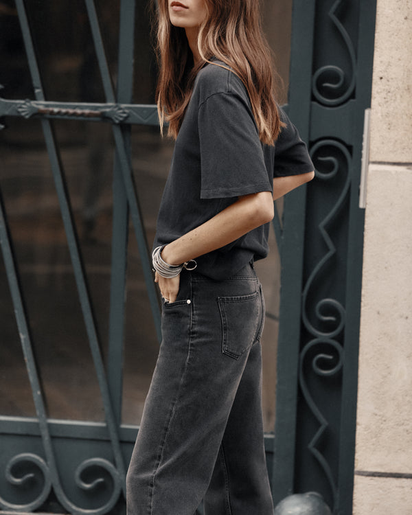 Mikuta The Black Straight Slit Jeans