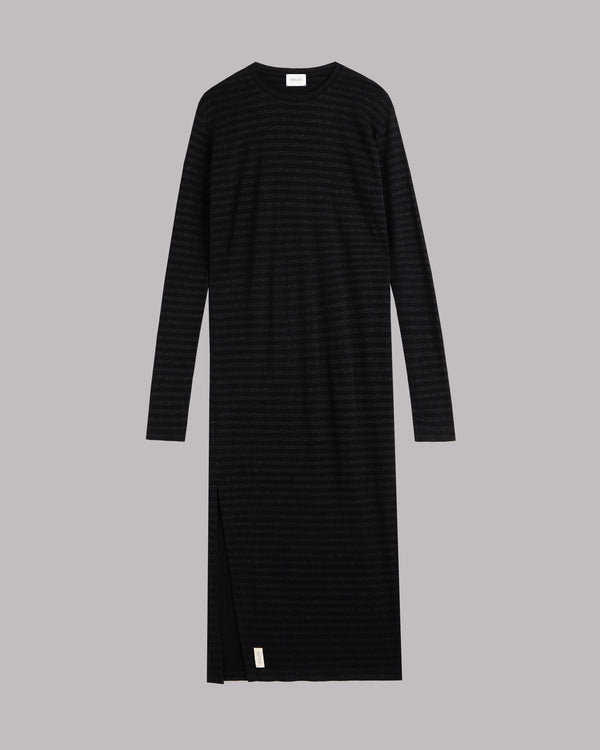 Mikuta The Black Striped Sparkly Longsleeve Dress